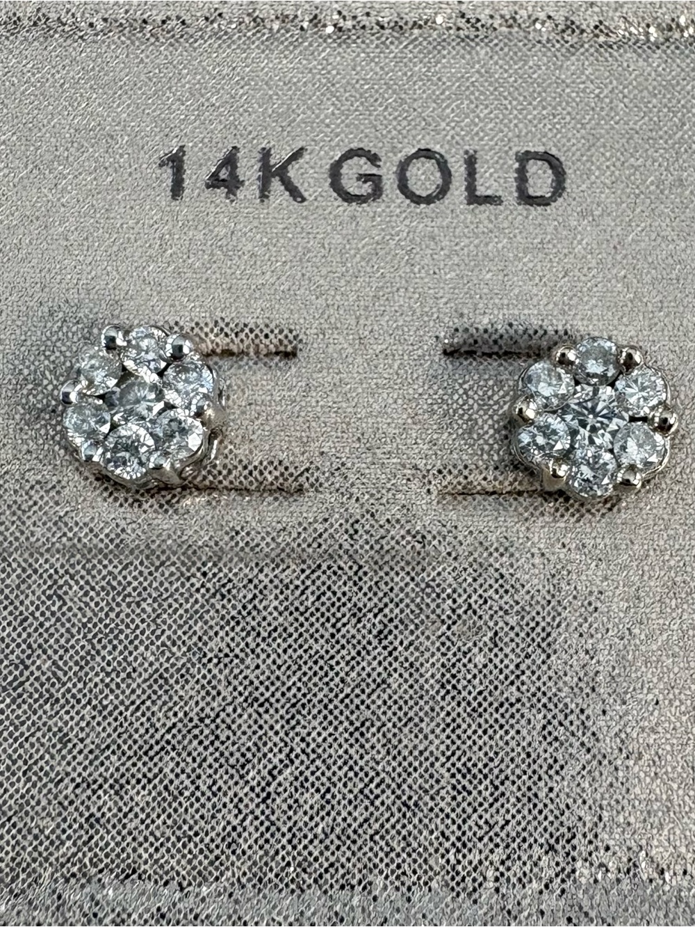 Vintage 14K White Gold Post Earrings with Pave’ Diamonds